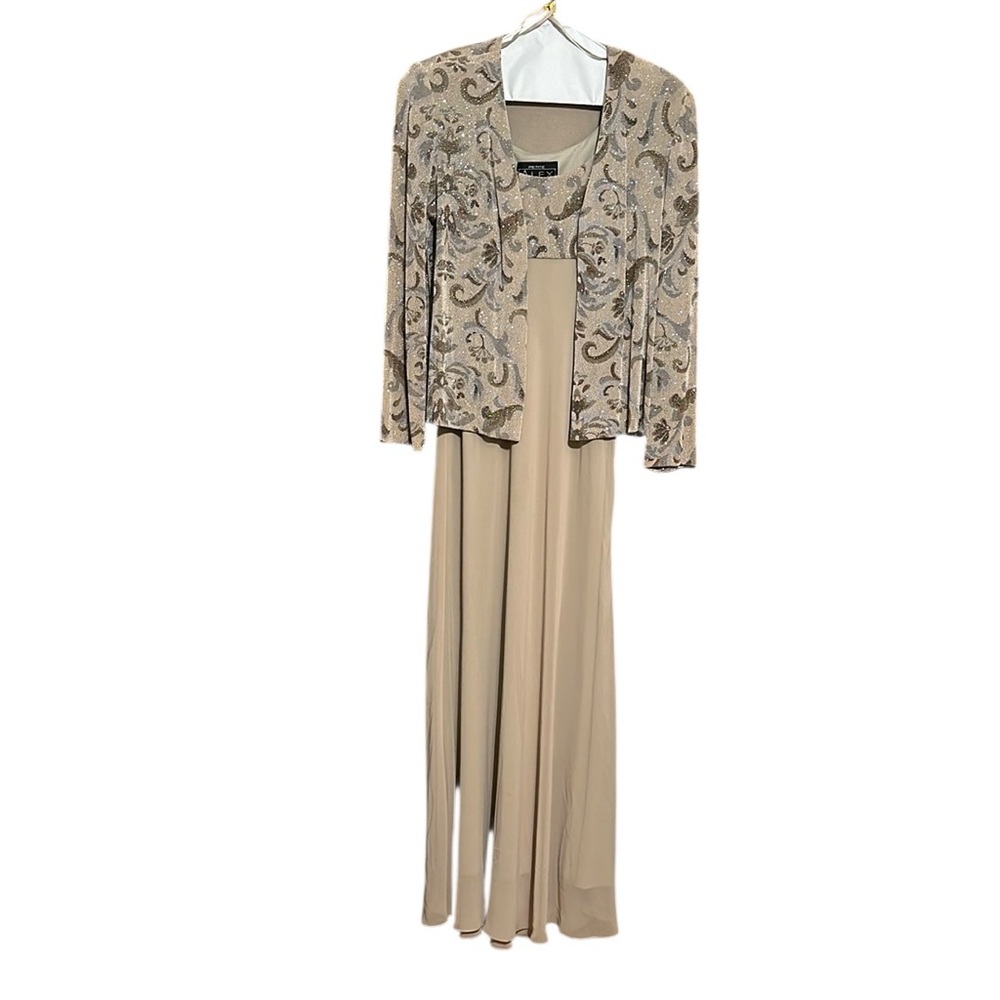 Alex Evenings Beige Glittery Mother of the bride 2-piece Formal  Dress Gown